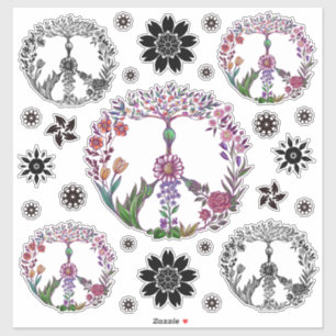 Boho Fredstecken Elegant Girly Cute Söt Blommigt Klistermärken