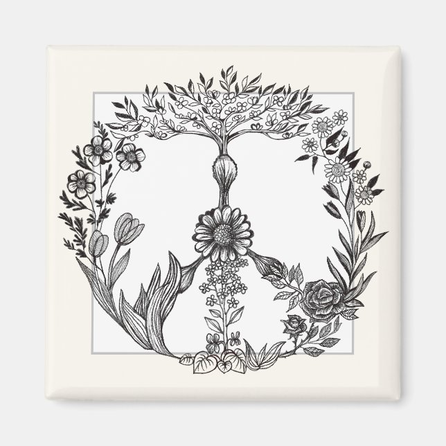 Boho Fredstecken Elegant Girly Cute Söt Blommigt Magnet (Framsidan)