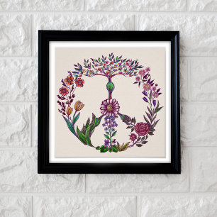 Boho Fredstecken Elegant Girly Cute Söt Blommigt Poster