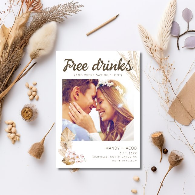 Boho Free Drinks säger att jag gör Bröllop Spara Datumet (Boho Free Drinks Saying I Do Wedding Save The Date)