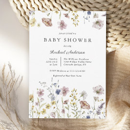 Boho Fresh WildblomBaby Shower Inbjudningar