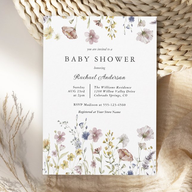 Boho Fresh WildblomBaby Shower Inbjudningar (Skapare uppladdad)