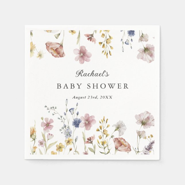 Boho Fresh WildblomBaby Shower Pappersservett (Framsidan)