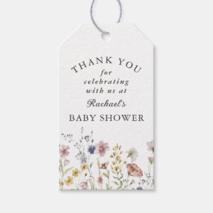 Boho Fresh Wildflowers Baby Shower Tacksartikeln Presentetikett