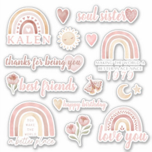 Boho Friend Birthday Vinyl Stickers Klistermärken