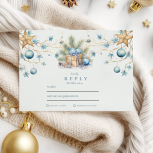 Boho Frosted Blue Gräs Bröllop OSA Kort
