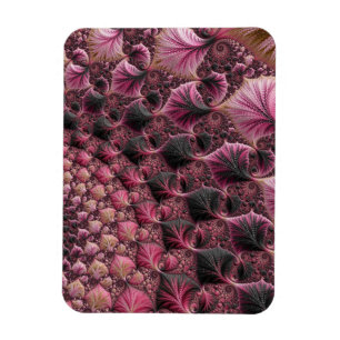 Boho Funky Eclectic Rosa Black Abstrakt Fractal Magnet