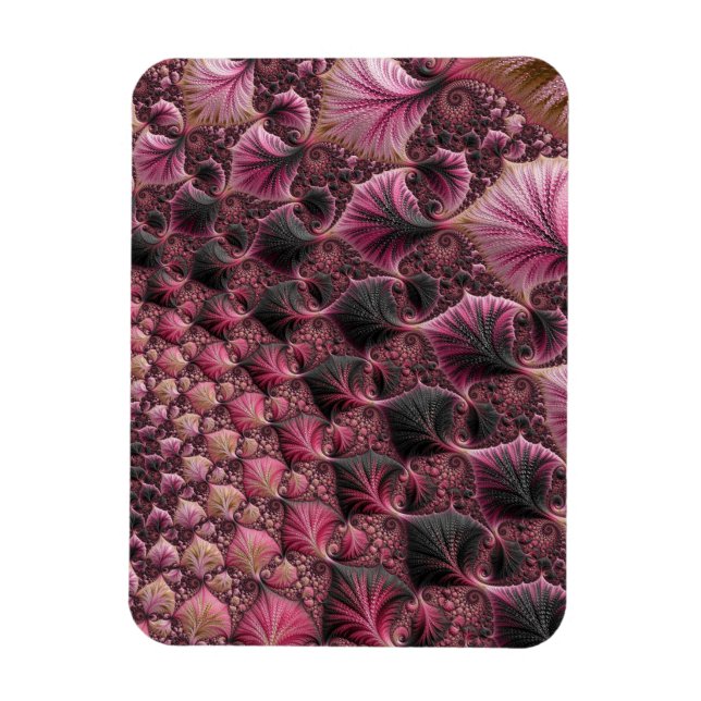 Boho Funky Eclectic Rosa Black Abstrakt Fractal Magnet (Vertikal)