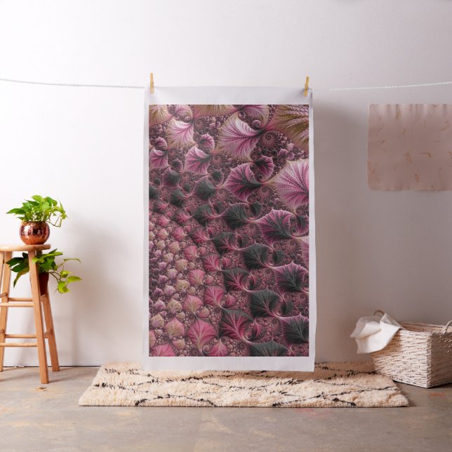 Boho Funky Eclectic Rosa Black Abstrakt Fractal Tyg (In Situ)