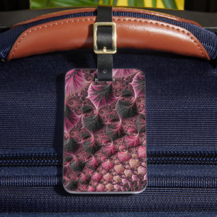 Boho Funky Eklektisk Rosa Svart Abstrakt Fraktal Bagagebricka