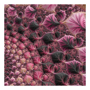 Boho Funky Eklektisk Rosa Svart Abstrakt Fraktal Fototryck