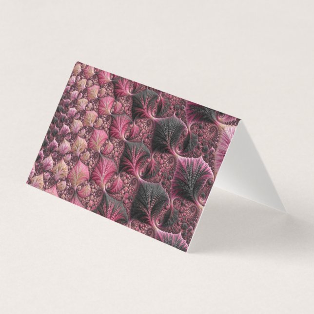 Boho Funky Eklektisk Rosa Svart Abstrakt Fraktal Kort (Framsida)