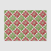 Boho Funky Poinsettia Blommigt jul Red Grönt