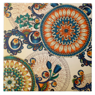 Boho Funky Trendig Retro Abstrakt Mönster Kakelplatta