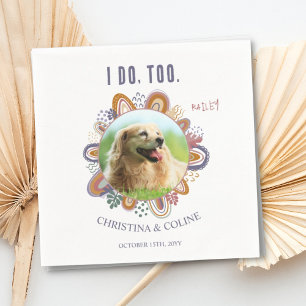 Boho Funny Pet Hund Cat Photo Personlig Bröllop Pappersservett
