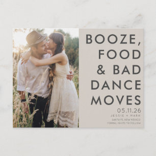 Boho Funny Photo Bröllop spara datum Meddelande Vykort