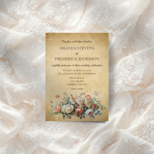Boho Gamla Pappra Vintagens Blommigt Arrangemanga Inbjudningar