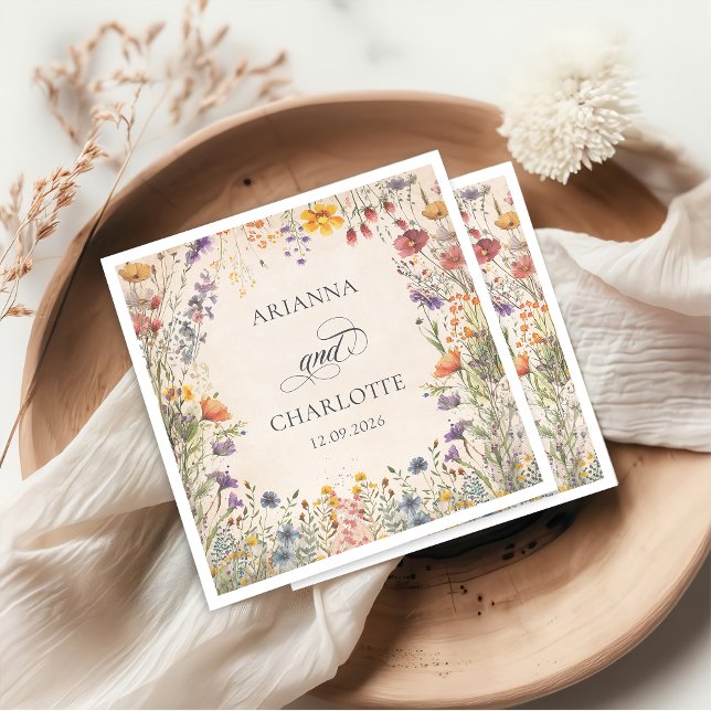 Boho Garden Floral Wedding Napkins Pappersservett (Skapare uppladdad)