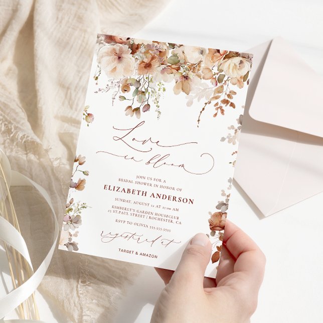 Boho Garden Flowers Kärlek i Bloom Möhippa Inbjudningar (Skapare uppladdad)
