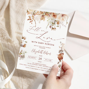 Boho Garden Flowers sjunker i Kärlek Baby Shower Inbjudningar