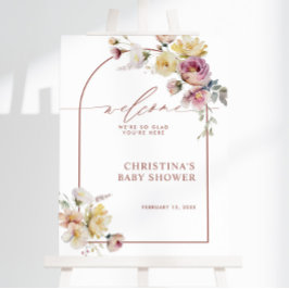 Boho Garden Ro Blommor Baby Shower Välkomstskylt Poster