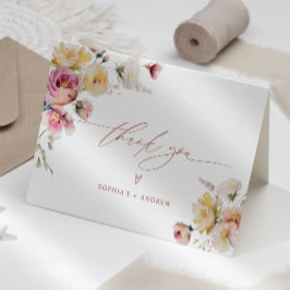 Boho Garden Ro Flowers Bröllop Tack Kort