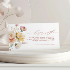 Boho Garden Ro Flowers Diaper Raffle Tilläggskort