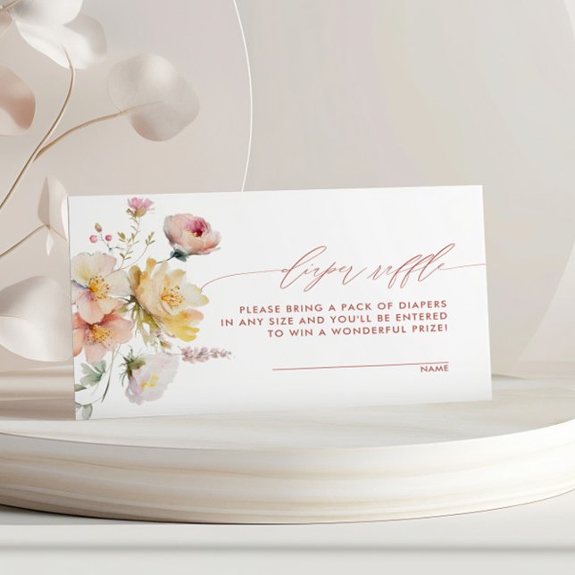Boho Garden Ro Flowers Diaper Raffle Tilläggskort (Skapare uppladdad)