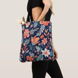 Boho Garden Stollig - Tropical Blommigt Canvas Tot Tygkasse