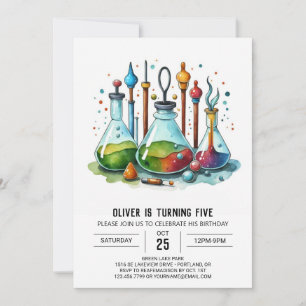 Boho Gear Discovery Scientist Birthday Inbjudningar