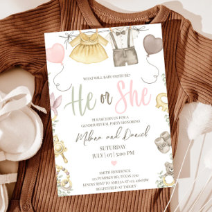 Boho Gender avslöjar flicka eller pojke han eller Inbjudningar