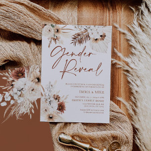 Boho Gender-inbjudan med Pampas Inbjudningar