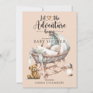 Boho Gender Neutral Baby Crib Baby Shower Inbjudningar