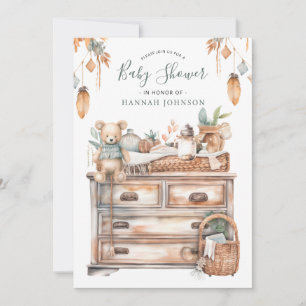 Boho Gender Neutral Baby Nursery Shower Inbjudningar