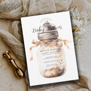 Boho Gender Neutral Baby Shower BABY FLASKA Inbjudningar