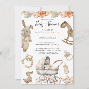 Boho Gender Neutral Baby Shower Inbjudningar