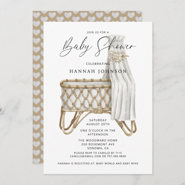 Boho Gender Neutral Baby Shower Inbjudningar (Fram/baksida)
