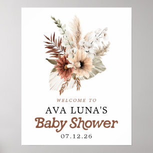 Boho Gender Neutral Baby Shower Välkommen Poster