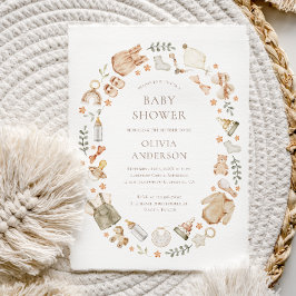 Boho Gender Neutral Barnkläder Baby Shower Inbjudningar