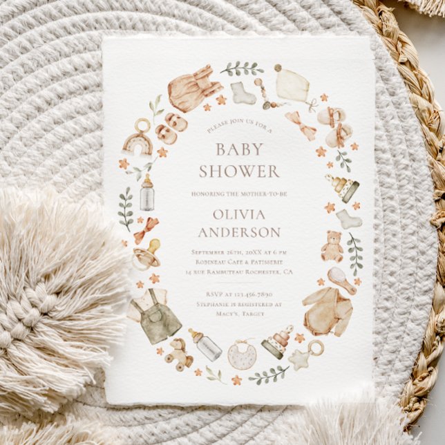 Boho Gender Neutral Barnkläder Baby Shower Inbjudningar (Skapare uppladdad)