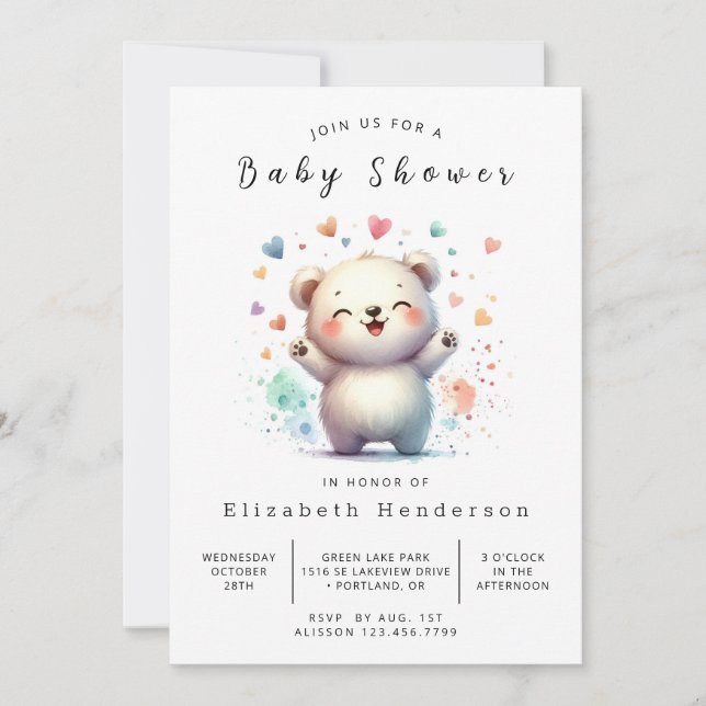 Boho Gender Neutral Bear Baby Shower Inbjudningar (Framsida)