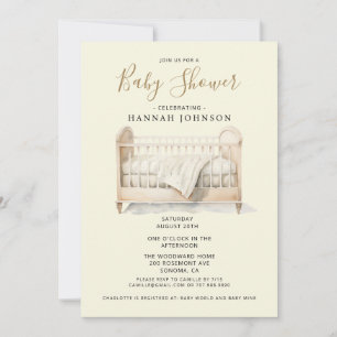Boho Gender Neutral Crib Baby Shower Inbjudningar