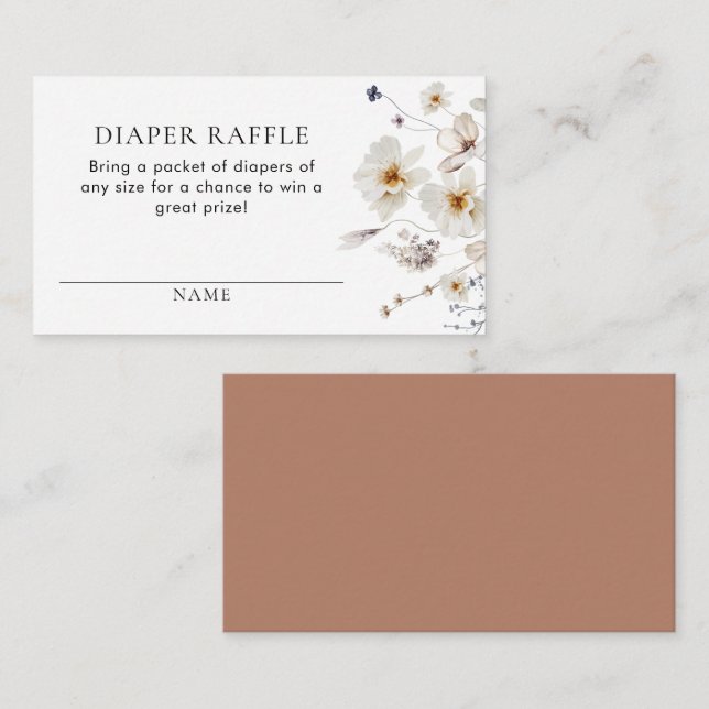 Boho Gender Neutral Diaper Raffle Biljett Tilläggskort (Fram/baksida)
