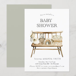 Boho Gender Neutral Sage Grönt Rainbow Baby Shower Inbjudningar