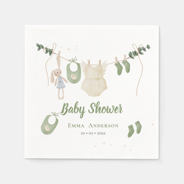 Boho Gender Neutral Vintage Baby Rustic Shower Pappersservett (Framsidan)