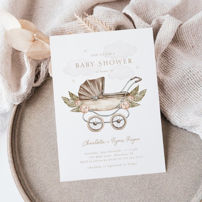 Boho Gender Neutral Vintage Baby Shower Inbjudningar (Skapare uppladdad)