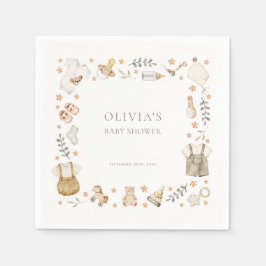 Boho Gender Neutral Vintage Barnkläder Shower Pappersservett