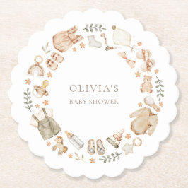 Boho Gender Neutral Vintage Barnkläder Shower Underlägg Papper