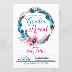 Boho Gender Reveal Call Inbjudningar
