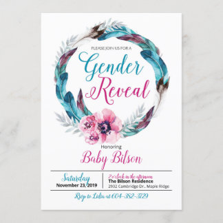 Boho Gender Reveal Call Inbjudningar